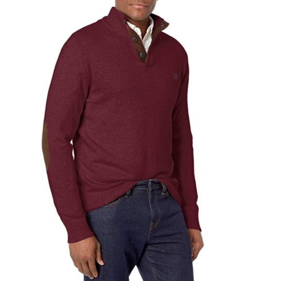 Chaps Mens Classic Fit Cotton Button Mock Sweater - Picture 1 of 16
